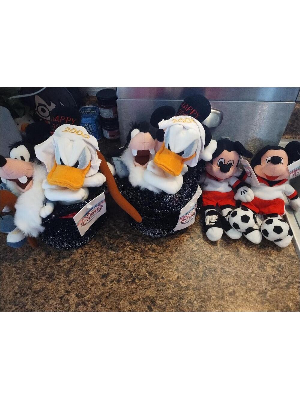 Disney Mickey Mouse Y2K 2000 Beanie Baby Set In Metallic Top Hat Original Tags